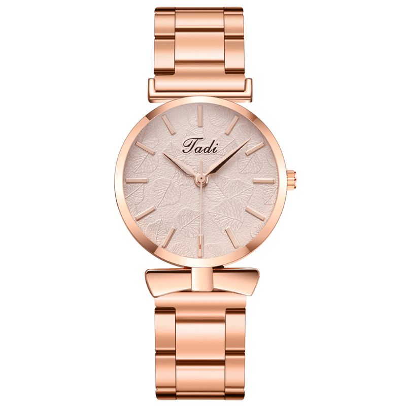 Deffrun Elegant Design No Number Dial Casual Dame Armbåndsur Rose Gold Urkasse Fuld Legering Quartz ur