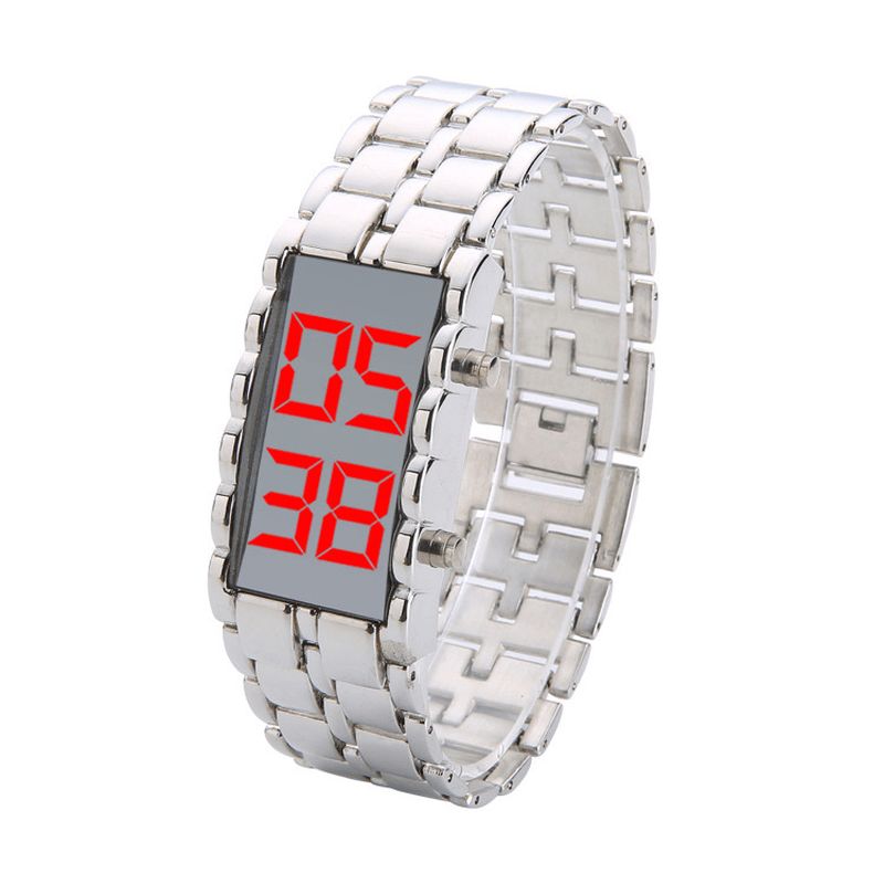 Deffrun Full Steel Justerbar Herre Armbåndsur Led Display Digital Watch