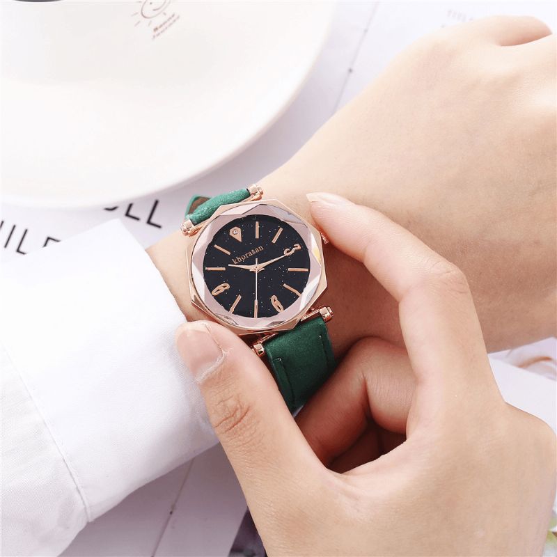 Deffrun Shining Dial Display Flower Dameur Elegant Design Quartz Ure