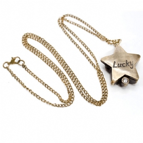 Deffrun Star Shape Lucky Word Retro Style Bronze Kvarts Lommeur