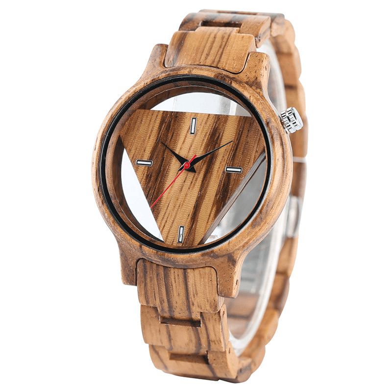 Deffrun Transparent Creative Wooden Armbandsur Unikt Design Herre Quartz ur