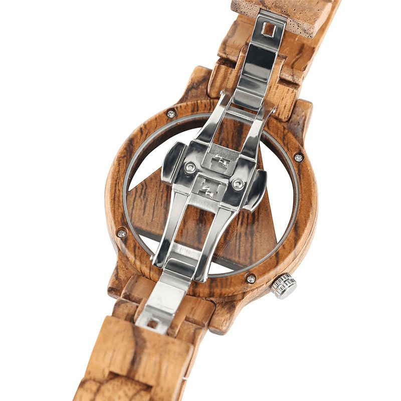 Deffrun Transparent Creative Wooden Armbandsur Unikt Design Herre Quartz ur