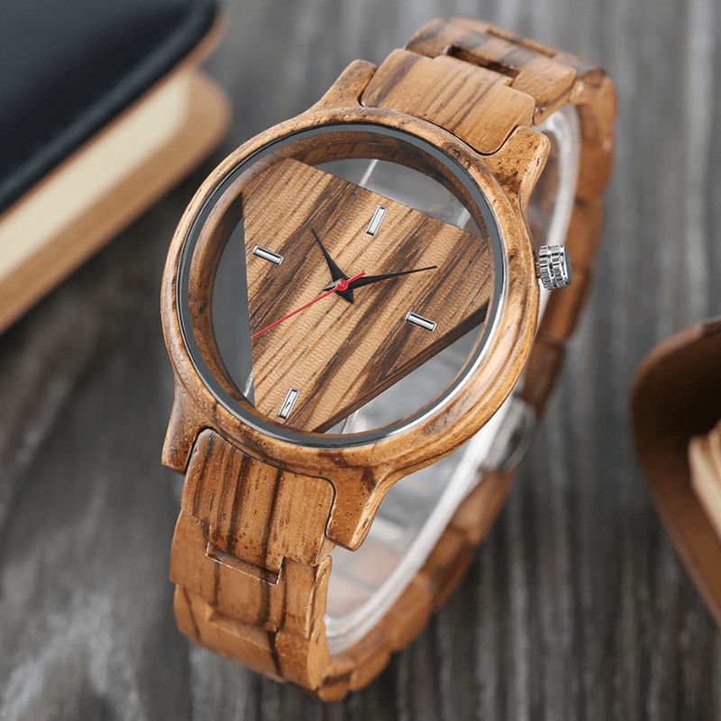 Deffrun Transparent Creative Wooden Armbandsur Unikt Design Herre Quartz ur