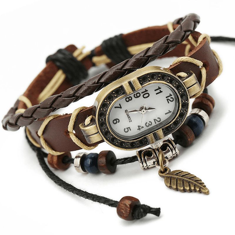 Deffrun Unique Design Dame Armbåndsur Retro Style Quartz ur