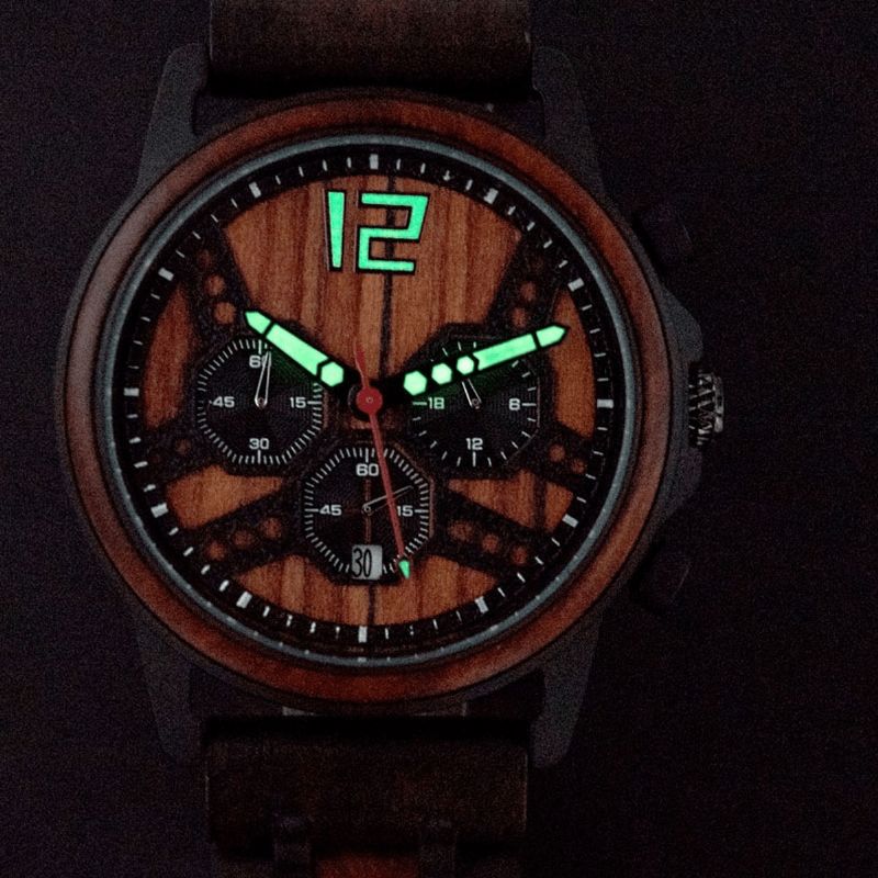 Dodo Deer D07 Retro Wooden Luminous Date Display Quartz ur Armbåndsur Med Gaveæske