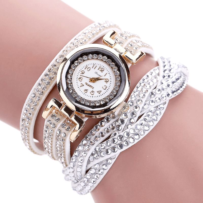 Duoya D056 Crystal Retro Style Dame Armbånd Ur Kjole Quartz Ure