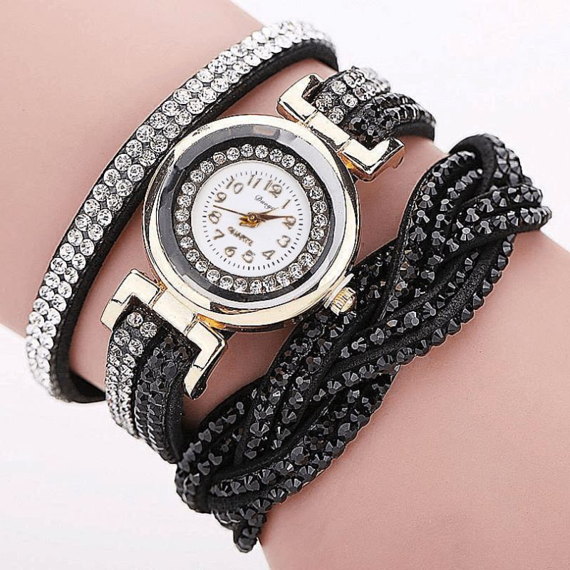 Duoya D056 Crystal Retro Style Dame Armbånd Ur Kjole Quartz Ure