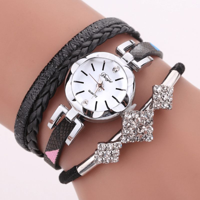 Duoya D255 Flower Dial Show Modeable Dame Armbåndsur Turistkjole Retro Stil Quartz ur