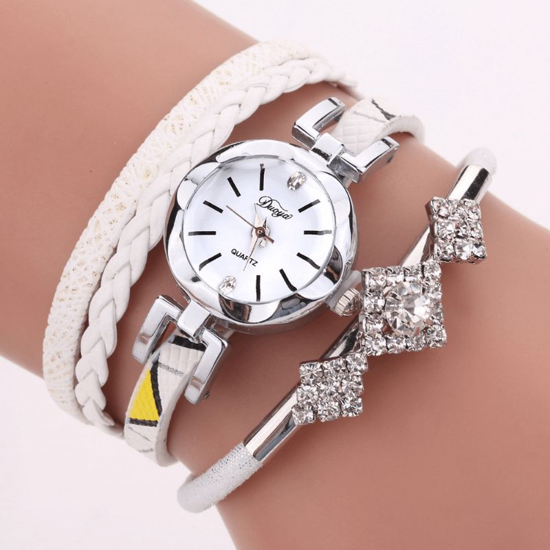 Duoya D255 Flower Dial Show Modeable Dame Armbåndsur Turistkjole Retro Stil Quartz ur