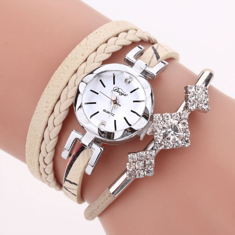 Duoya D255 Flower Dial Show Modeable Dame Armbåndsur Turistkjole Retro Stil Quartz ur