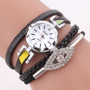 Duoya D256 Retro Stil Dame Armbåndsur Diamantgave Læderrem Quartz ur