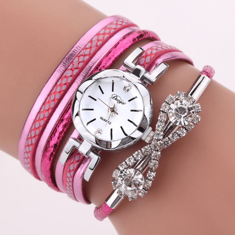 Duoya D258 Retro Style Dame Armbånd Watch Bow Crystal Quartz ur