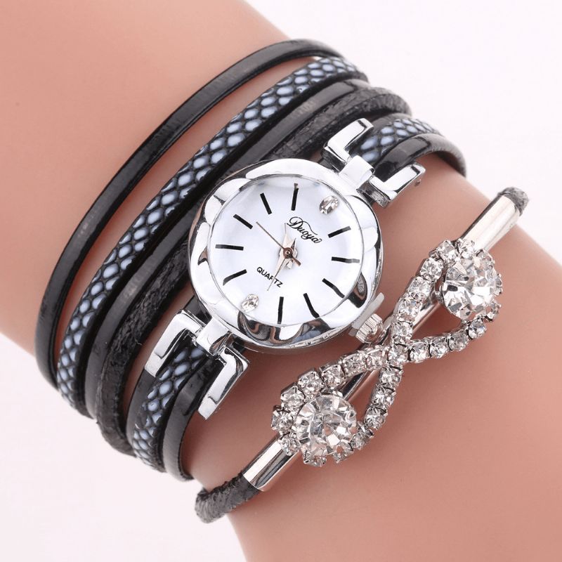 Duoya D258 Retro Style Dame Armbånd Watch Bow Crystal Quartz ur