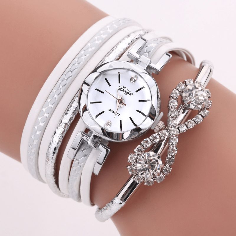 Duoya D258 Retro Style Dame Armbånd Watch Bow Crystal Quartz ur