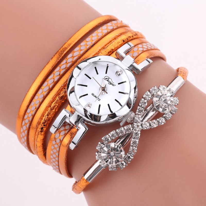 Duoya D258 Retro Style Dame Armbånd Watch Bow Crystal Quartz ur