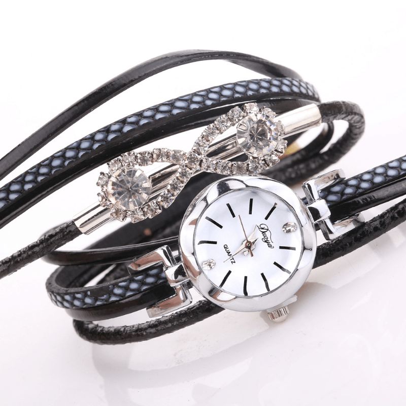 Duoya D258 Retro Style Dame Armbånd Watch Bow Crystal Quartz ur