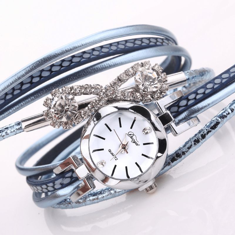 Duoya D258 Retro Style Dame Armbånd Watch Bow Crystal Quartz ur