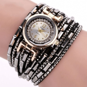 Duoya Dy004 Crystal Casual Style Dame Armbåndsur Guld Urkasse Quartz Movement Ure