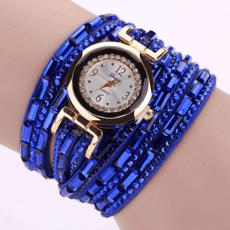 Duoya Dy004 Crystal Casual Style Dame Armbåndsur Guld Urkasse Quartz Movement Ure