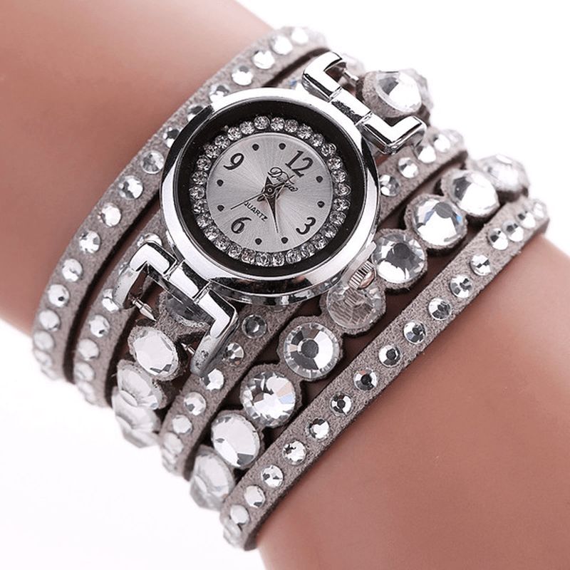 Duoya Mode Dame Folk Custom Style Armbåndsur Rhinestones Rem Elegant Dame Armbåndsur