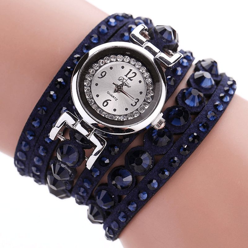 Duoya Mode Dame Folk Custom Style Armbåndsur Rhinestones Rem Elegant Dame Armbåndsur