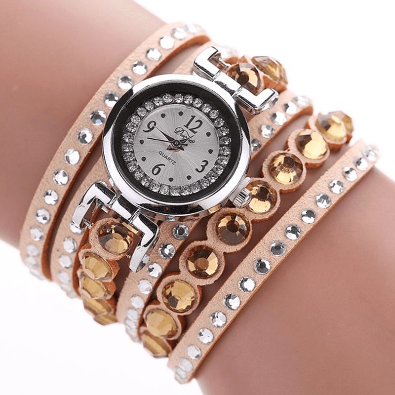 Duoya Mode Dame Folk Custom Style Armbåndsur Rhinestones Rem Elegant Dame Armbåndsur