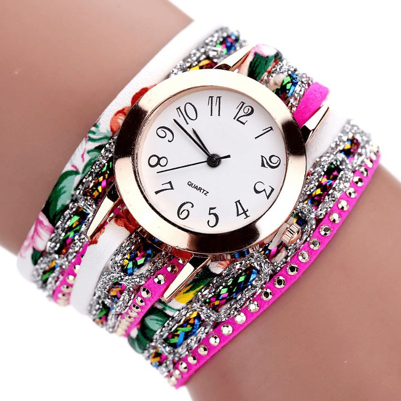 Duoya Retro Style Dame Armbåndsur Rhinestone Quartz ur