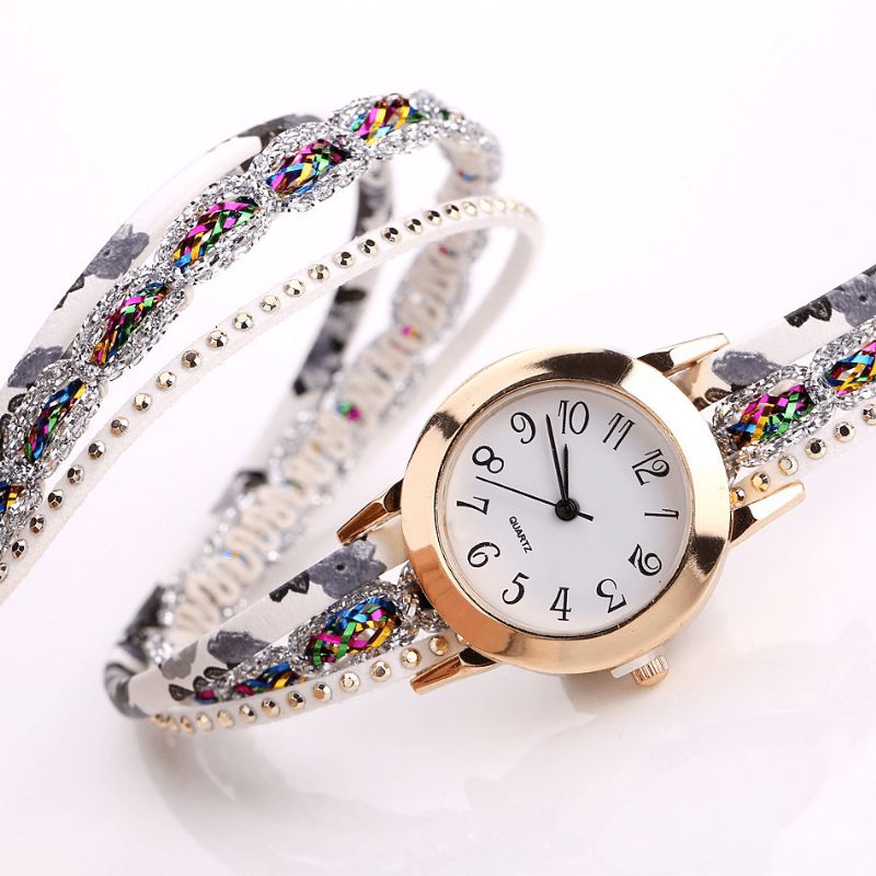 Duoya Retro Style Dame Armbåndsur Rhinestone Quartz ur