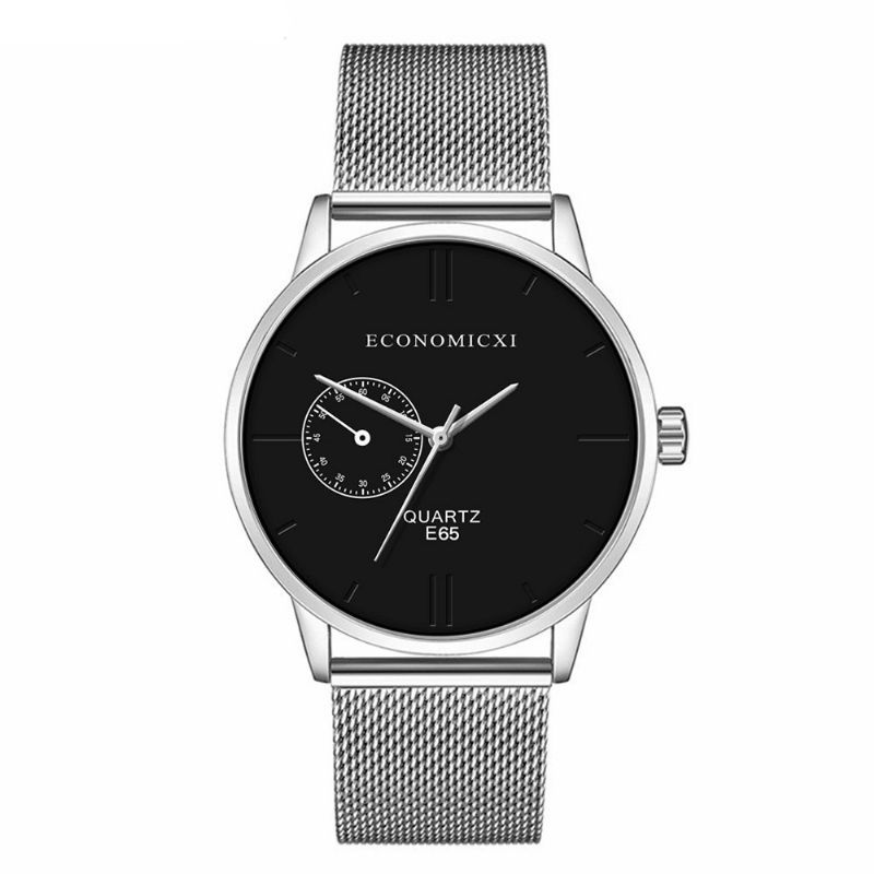 Economicxi E65 Casual Style Ultra Tynde Armbåndsure Til Mænd Mesh Steel Band Quartz Ure