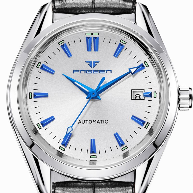 Fgennn Mode Mænd Business Style Full Steel Watch Lysende Display Automatisk Mekanisk Ur