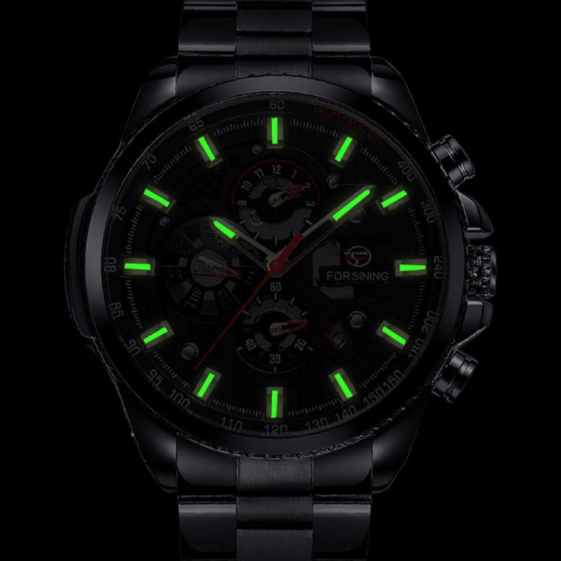 Forsining Gmt1137 Mode Herre Watch Lysende Uge Måned Display Automatisk Mekanisk Ur