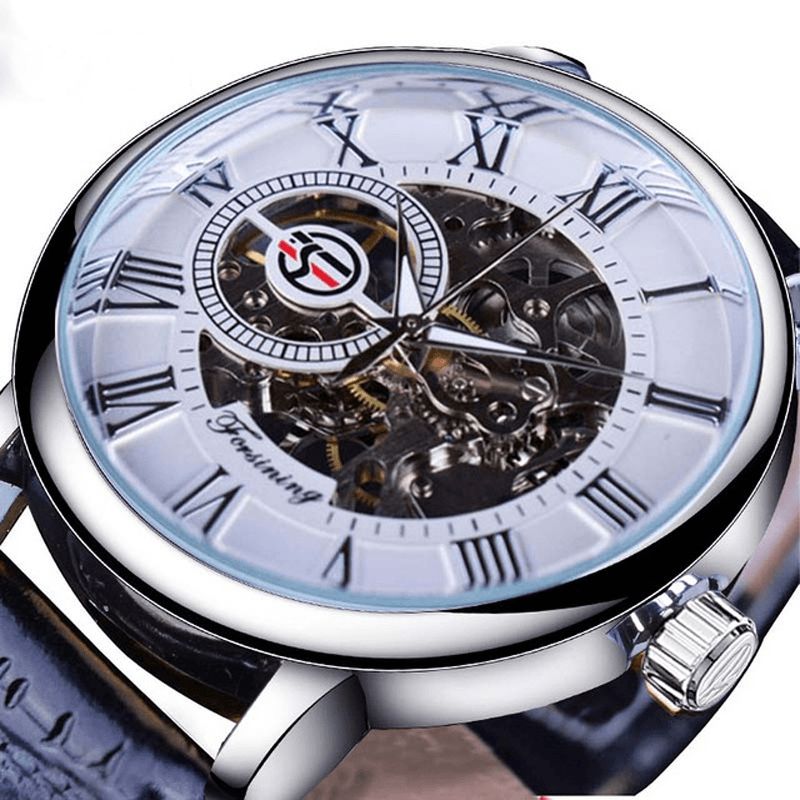 Forsining Gmt838 3D Hul Graveringsdesign Lysende Display Mode Mænd Automatisk Mekanisk Ur