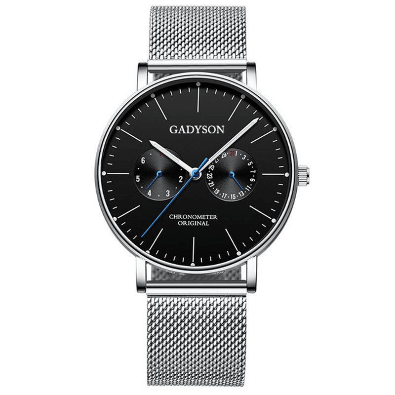 Gadyson A0101 Mode Herreur Lysende Display Metal Mesh Bælte Business Ultra-Tyndt Kvarts Ur