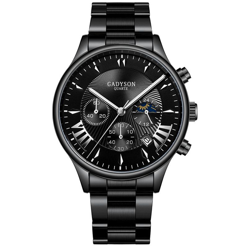 Gadyson A0701 Mode Mænd Watch Dato Display Business Rustfrit Stål Rem Quartz ur