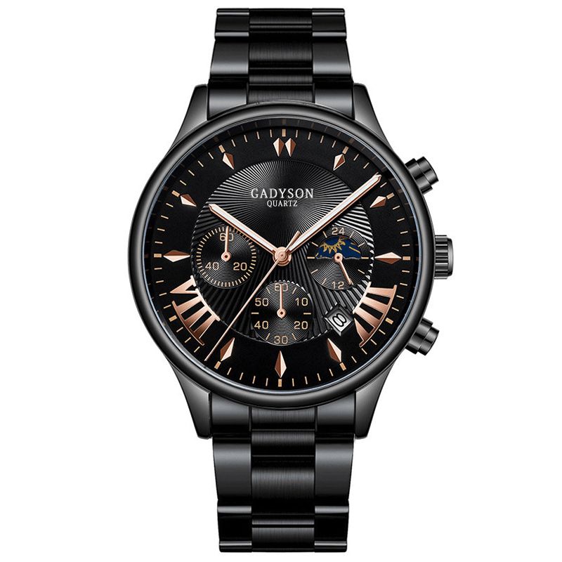 Gadyson A0701 Mode Mænd Watch Dato Display Business Rustfrit Stål Rem Quartz ur