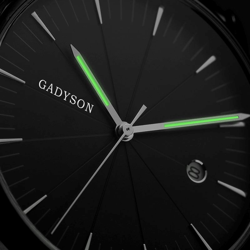 Gadyson A9105 Kalender Casual Style Herre Armbåndsur Fuldt Stål Lysende Display Quartz ur