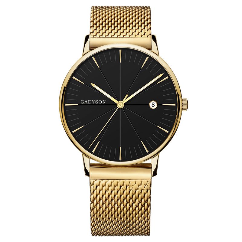 Gadyson A9105 Kalender Casual Style Herre Armbåndsur Fuldt Stål Lysende Display Quartz ur