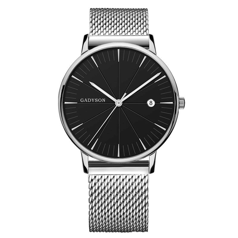 Gadyson A9105 Kalender Casual Style Herre Armbåndsur Fuldt Stål Lysende Display Quartz ur