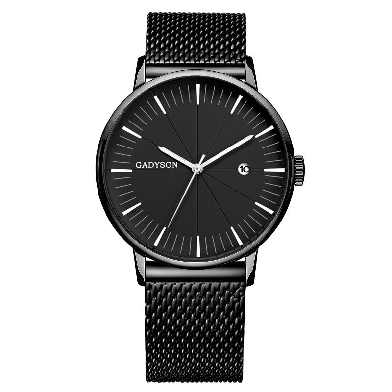 Gadyson A9105 Kalender Casual Style Herre Armbåndsur Fuldt Stål Lysende Display Quartz ur