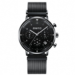 Gimto Gm245 Lysende Display Business Style Ur Rustfrit Stål Herre Sport Quartz Ur