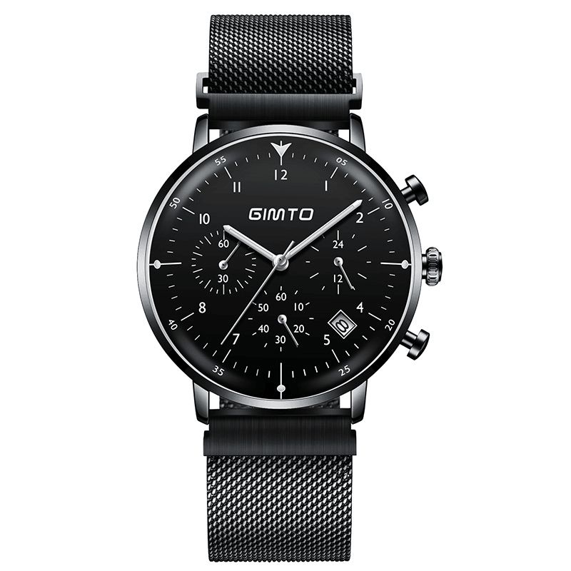 Gimto Gm245 Lysende Display Business Style Ur Rustfrit Stål Herre Sport Quartz Ur