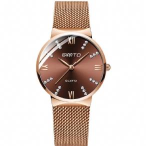 Gimto Gm616 Krystal Farverig Urskive Mode Rose Gold Mesh Stålrem Casual Kvinder Kvartsur