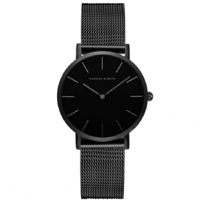 Hannah Martin Ch36 Mode Casual Simple Big Dial Steel Mesh Strap Vandtæt Kvinder Quartz ur