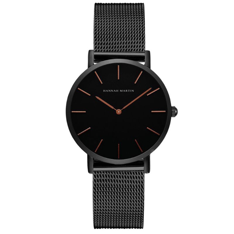 Hannah Martin Ch36 Mode Casual Simple Big Dial Steel Mesh Strap Vandtæt Kvinder Quartz ur