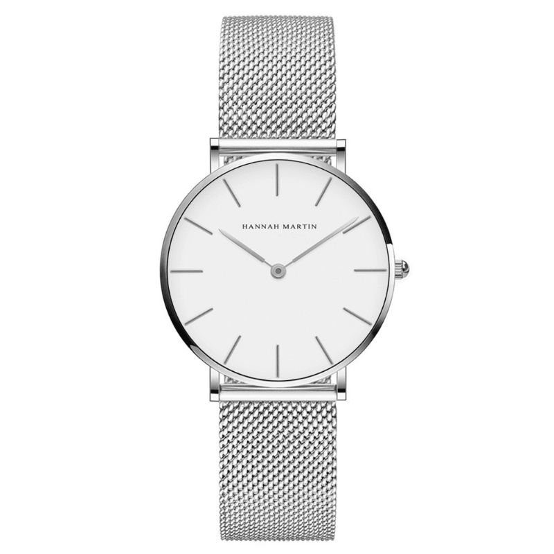 Hannah Martin Ch36 Mode Casual Simple Big Dial Steel Mesh Strap Vandtæt Kvinder Quartz ur