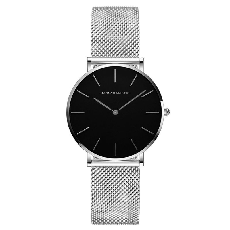 Hannah Martin Ch36 Mode Casual Simple Big Dial Steel Mesh Strap Vandtæt Kvinder Quartz ur