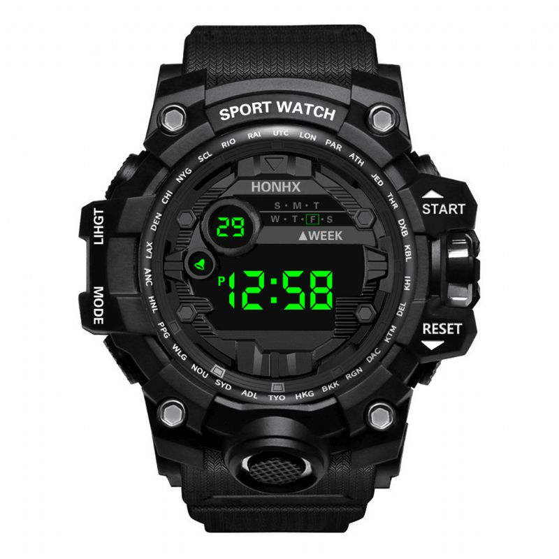 Honhx 55-66F Herre Lysende Display Vækkeur Stopur Sport Digital Watch