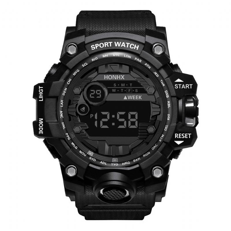 Honhx 55-66F Herre Lysende Display Vækkeur Stopur Sport Digital Watch