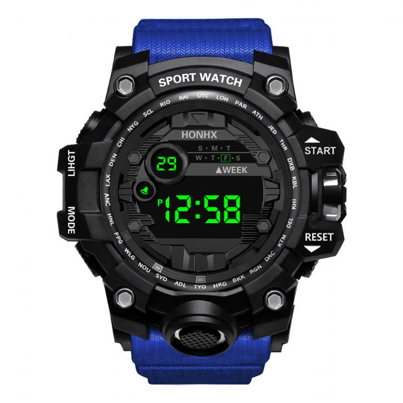 Honhx 55-66F Herre Lysende Display Vækkeur Stopur Sport Digital Watch