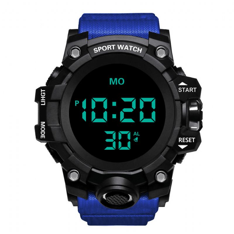 Honhx 55F-783 Mænd Lysende Display Stopur Vækkeur Mode Digital Watch